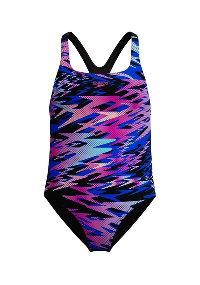 Speedo Hyperboom Print Medalist Kadın Yüzücü Mayosu mavi