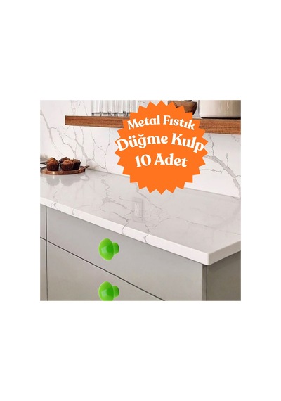 10 Adet Metal Yuvarlak Düğme Kulp - Çocuk Odası, Mutfak Ve Dolap İçin Modern Çekmece Kulbu Fıstık Fıstık