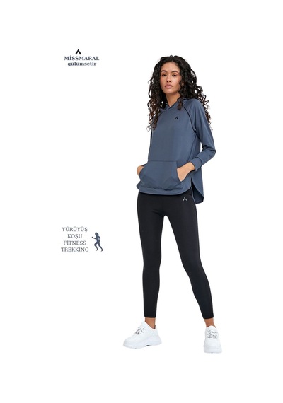 Kadın Eşofman Takım Antrasit/siyah Spor Tunik & Slim Fit Tayt Sports And Casual Tracksuit 3064 Antrasit / Siyah