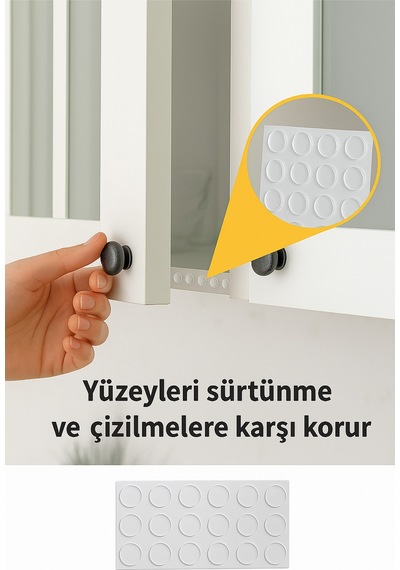 36 Lı 18mm Yapışkanlı Şeffaf Silikon Ses Stoperi, Dolap Çekmece Tamponu Kaydırmaz Cam Masa Altlığı Diğer