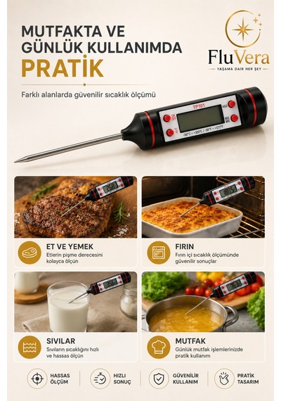 Tp101 Dijital Mutfak Termometresi -50 C +300 C Hassas Sıcaklık Ölçer, Lcd Ekran