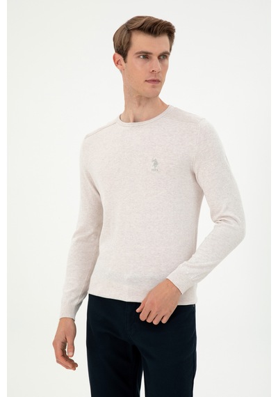 U.S. Polo Assn. Erkek Slim Fit Bisiklet Yaka Taş Melanj Basic Kazak 50288888-VR225