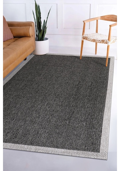 Elit Premium Sisal Jut Halı 1401 Hav Ve Toz Yapmaz Bordürlü Halı Siyah-gri Siyah