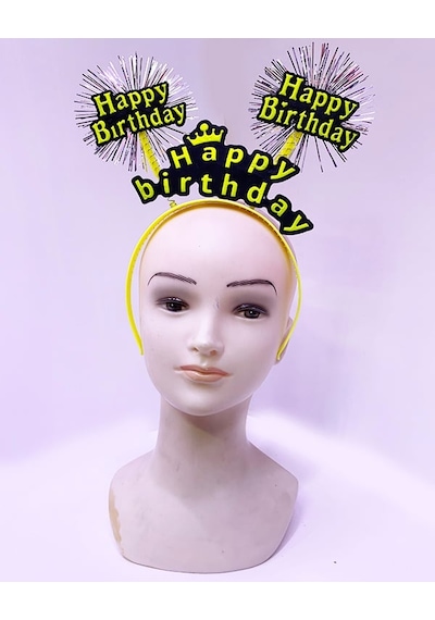 Happy Birthday Püsküllü Neon Sarı Renk Doğum Günü Tacı 22x19 Cm - Zmff-52370 18
