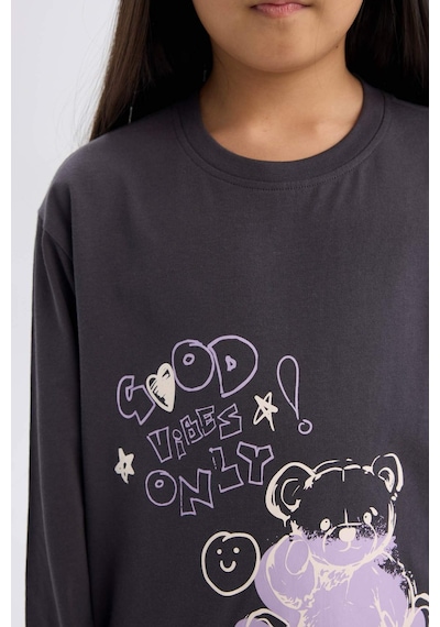 DeFacto Kız Çocuk Pijama Takımı Baskılı Uzun Kollu Üst Esnek Belli Desenli Uzun Alt E0532A825SPAR126 Antrasit DeFacto Kız Çocuk Pijama Takımı Baskılı Uzun Kollu Üst Esnek Belli Desenli Uzun Alt E0532A825SPAR126 Antrasit