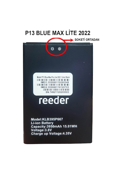 Reeder P13 Blue Max Lite 2022 Batarya Model Klb395p667 3950mah