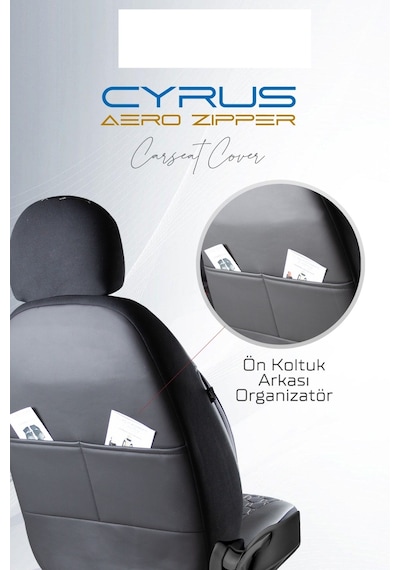 Hyundai İ20 Active Deri Detaylı Oto Koltuk Kılıfı Ön Arka Set Cyrus Siyah Beyaz
