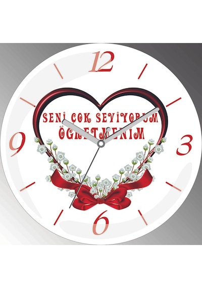 En Çok Satılan Öğretmenler Günü Çap 30cm Sessiz Akar Bombeli Gerçek Cam Duvar Saati Siyah