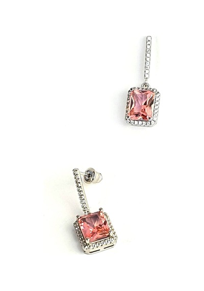 Sky Diamond Pink Morganit Taşlı 925 Ayar Gümüş Lüks Küpe N11.87917