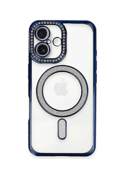 Apple iPhone Uyumlu 16 Kılıf Joke Simli Magneticsafe Kılıf - Lacivert Bz8683140756635