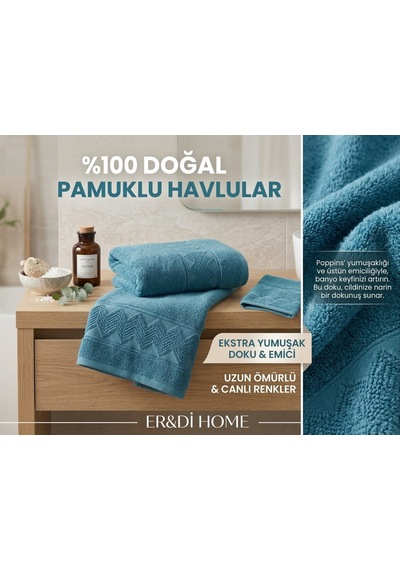 Banyo Havlusu %100 Pamuk 70 140 Petrol Mavisi