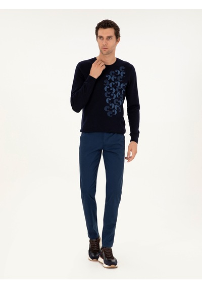 Cacharel Lacivert Slim Fit Pamuk Karışımlı Kanvas Pantolon