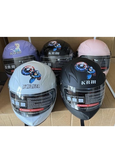 Kask Çocuk Model Full Face Siyah - Kırmızı - Beyaz