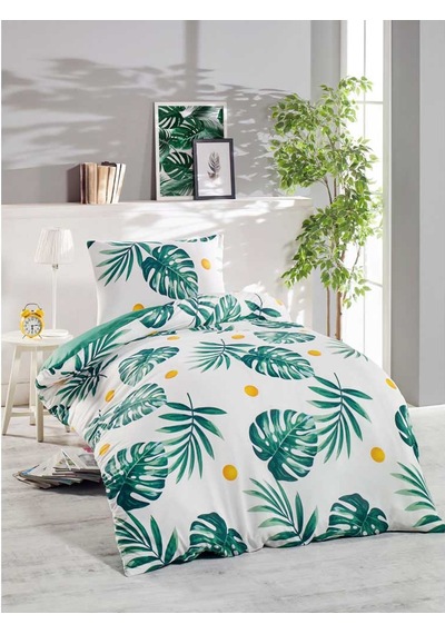 Eponj Home Junior Nevresim Seti Tek Kişilik Monstera Yeşil
