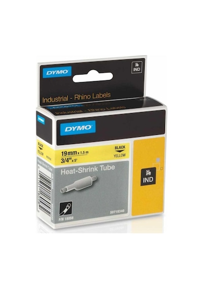 Dymo Rhino Pro Isıyla Küçülen Şerit 19Mm X 1.5M Sarı/Siyah 18058