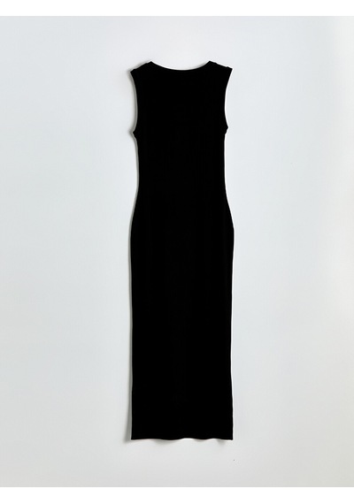 Lcw Vision Siyah U Yaka Dokulu Bodycon Elbise