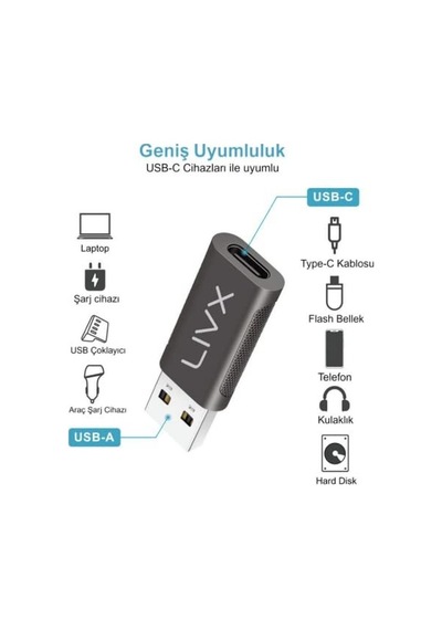 Type C To Usb 3.0 Çevirici Dönüştürücü Otg Adaptör Lva-otgcf İkili Paket Sku: Zeusb0c5tfkvlb