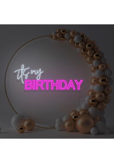 İts My Bırthday Yazılı Neon Tabela Pembe