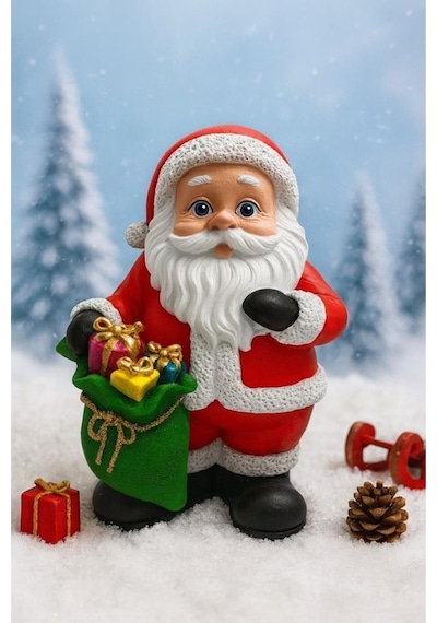 Dekoratif El Yapımı Büyük Boy 25x16 Cm Noel Baba Biblosu Yılbaşı Dekoratif Süs Yeni Yıl Ev Ofis Masa Üstü Dekorasyonu