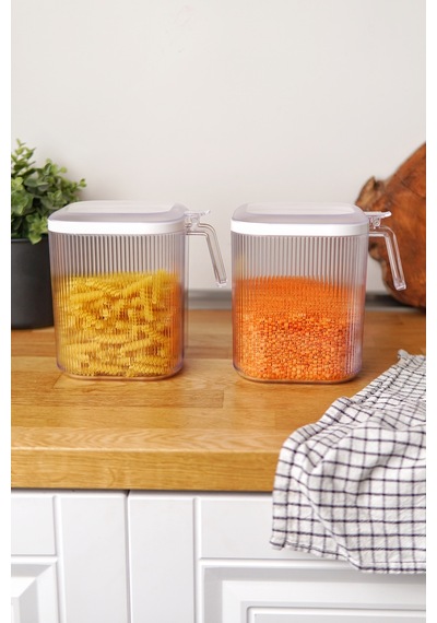 4'lü Çok Amaçlı Erzak Ve Bakliyat Saklama Kabı Seti 2 X 2.5 Lt, 2 X 1.1 Lt Şeffaf