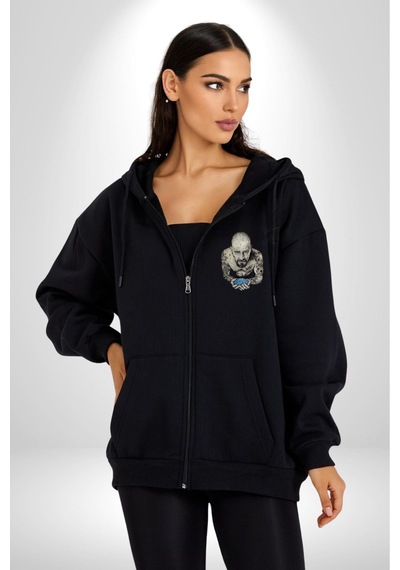Angemiel Breaking Bad Kadın Erkek Siyah Kapüşonlu Fermuarlı Baskılı Hırka Sweatshirt Siyah