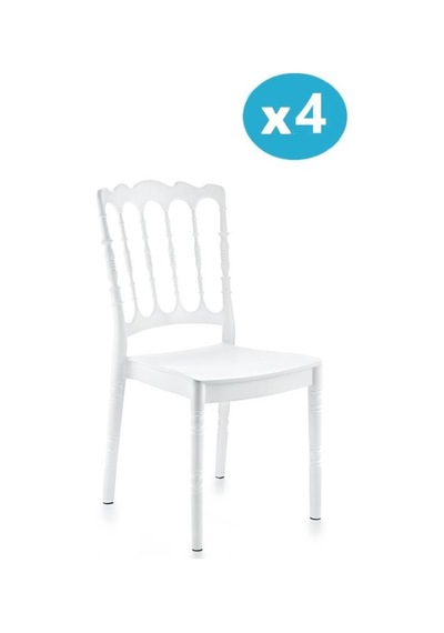 Omnipazar Sy-2526 Estate Plastik Modern Bahçe Düğün Sandalye 4'lü Set Beyaz