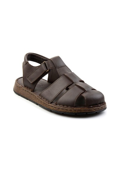 Kahve Hakiki Deri Erkek Sandalet E05433011043