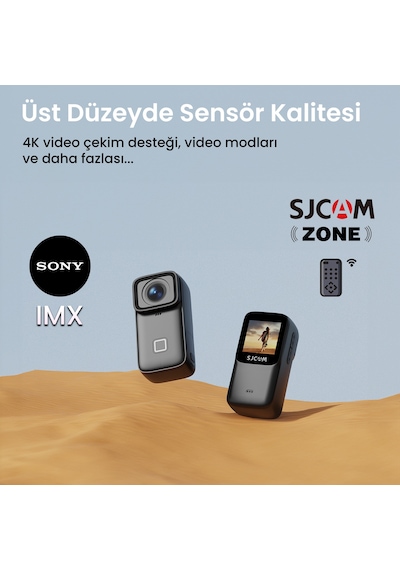 SJCAM C200 Pro 4K HDR 1200mAh WiFi 20MP 135 Kompakt Tasarım 40 MT Su Geçirmez Kılıflı Mini Aksiyon Kamerası Siyah