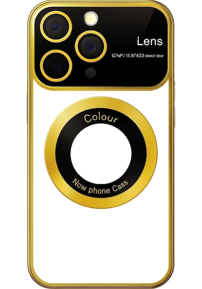 Apple Uyumlu iPhone 13 Pro Kılıf Kamera Korumalı Magsafe Colourl Gold
