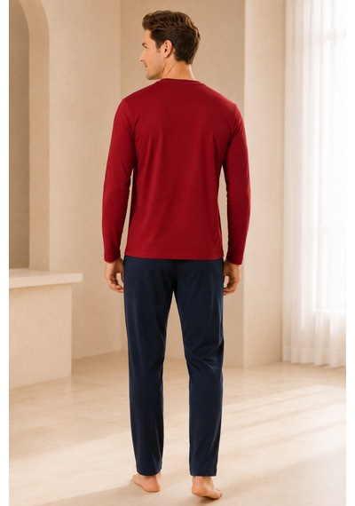 Loule Erkek Bordo Desenli Robdöşambr Ve Pijama Takımı 5 Parça