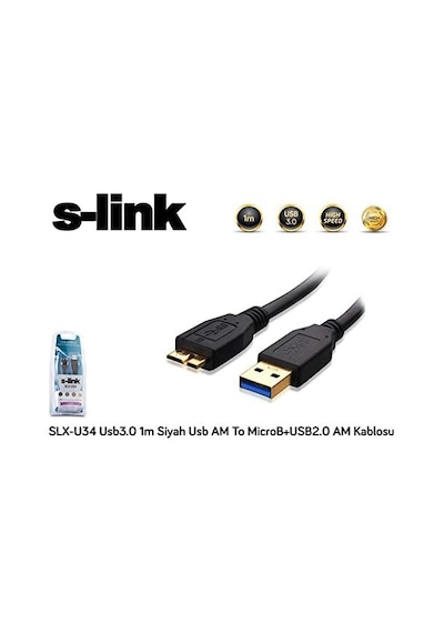 Slx-u34 Usb3.0 1m Harici Disk 2'li Data+şarj Micro Usb Kablosu