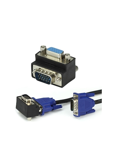 VGA Dirsek 90 Derece Köşe Adaptör Monitör Görüntü Kablo Çevirici