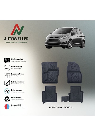 Ford C-max 2010-2015 Uyumlu Havuzlu Oto Paspas 5 Koltuklu