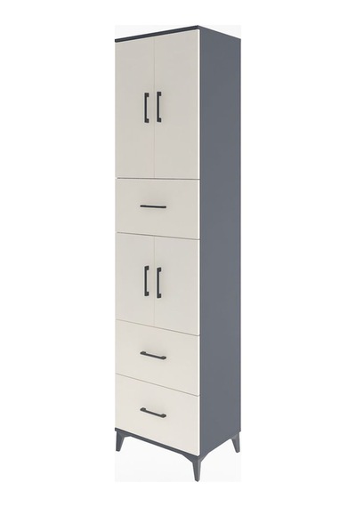 Hyperion Dolap 3 Raflı 3 Çekmeceli 4 Kapaklı 60x44x243 Antras... Antrasit
