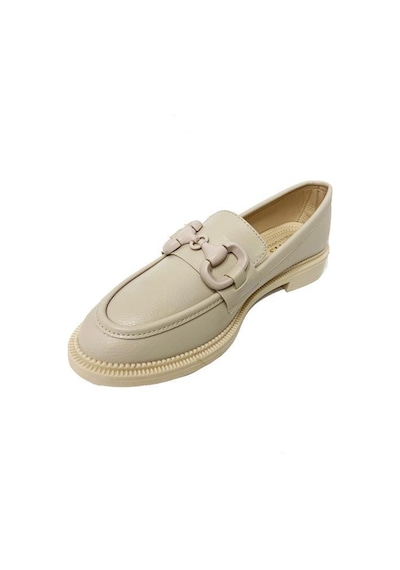Comfort Shoes 302-24 Deri Trend Fashion Tokalı Kadın Babet Bej