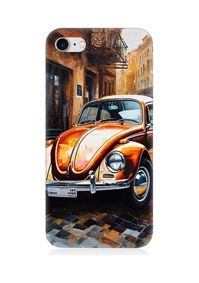 Apple Uyumlu iPhone 8 Retro Sokakta Vosvos Desenli Silikon Kılıf Çok Renkli