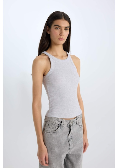 DeFacto Slim Fit Dar Kesim Halter Yaka Fitilli Kaşkorse Atlet E2176AX25SPGR93