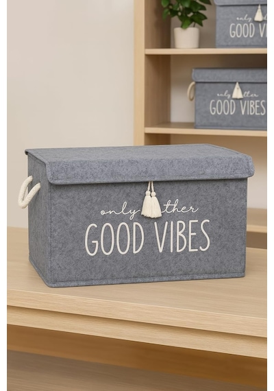 Keçe Çok Amaçlı Kapaklı Düzenleyici Kutu 35 X 24 X 24 Cm Mini, Gri