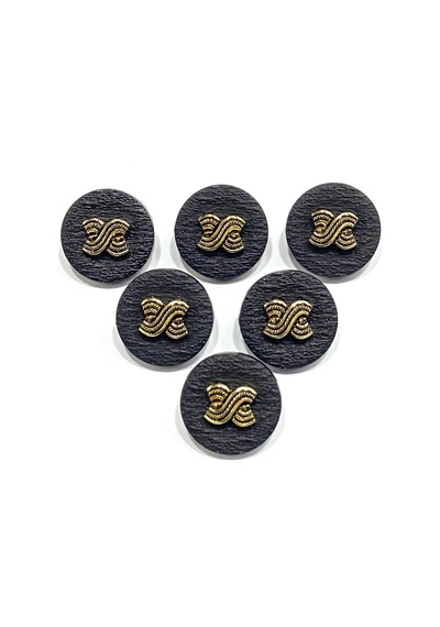 Yelek Hırka Düğmesi / Kabartma Gold Detaylı / Siyah 1,8 Cm / Kod:2620