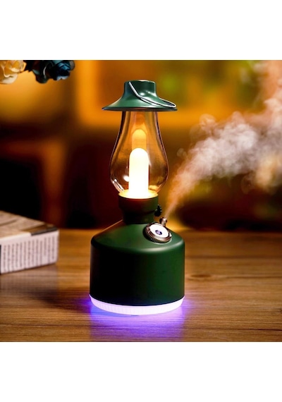 Ultrasonik Hava Nemlendirici Vintage Şarjlı Led Işıklı Buhar Makinesi Aroma Difüzör 280ml 001