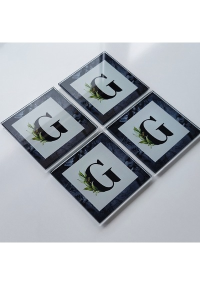 Decorita Cam Bardak Altlığı G Harfli Tasarım 4'lü Takım 10 x 10 CM Çok Renkli