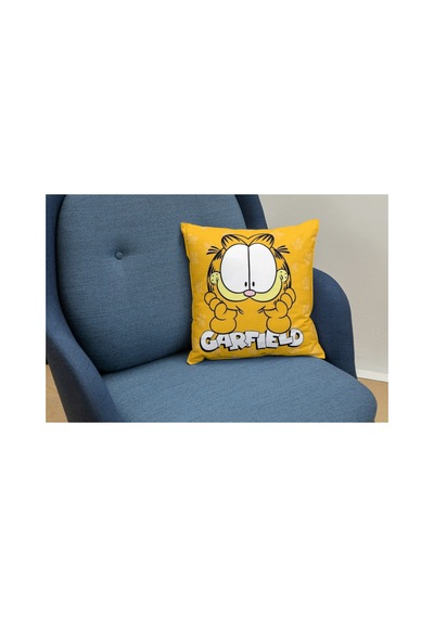 Garfield Sevimli Kedi Desenli Kare Yastık Kılıfı Turuncu