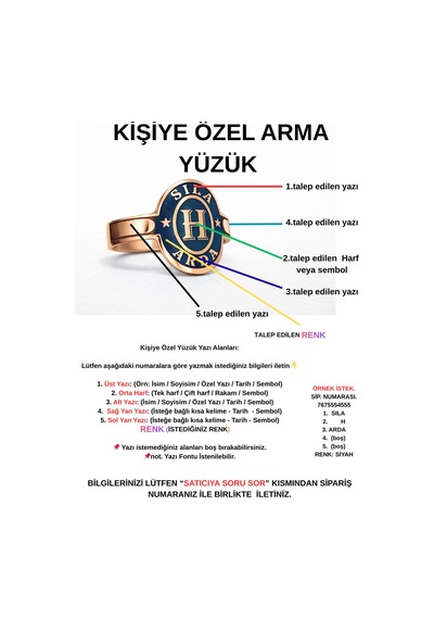 Arma Yüzük 925 Ayar Gümüş Kişiye Özel Kadın & Erkek Rose