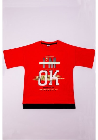 Hçm Erkek Çocuk Tshirt Basklı A8 Kırmızı
