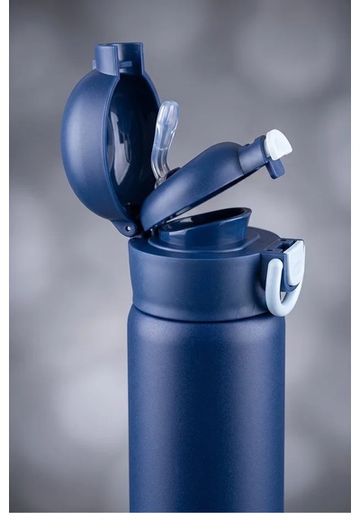 Paslanmaz Çelik Gövde Suluk & Matara 600 Ml Çift Kullanım Pipetli & Pipetsiz Lacivert - 914951659 Lacivert