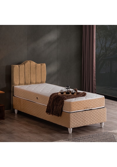 Trend Tek Kişilik Baza Başlık Letto Yatak Seti Bej 90 x 190