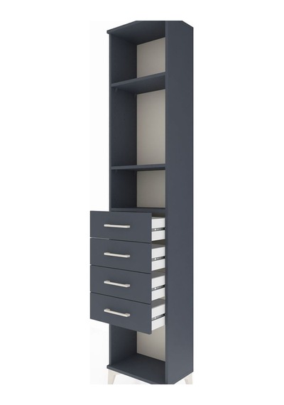 Arges Dolap 3 Raflı 4 Çekmeceli 44x30x221 Antrasit-antrasit Antrasit