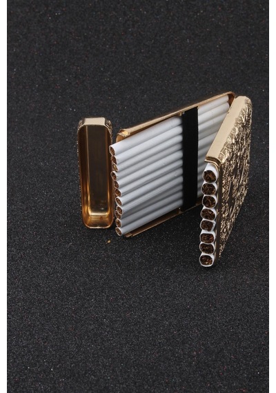 İşlemeli Retro Tasarım Metal Sigara Tabakası Altın Sarısı 23bm923ksr02 - 512923712
