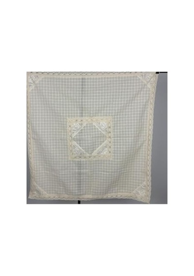 Dantelli Krem Renk Fiskos Sehap Örtüsü, 100x100 Cm Açık Bej