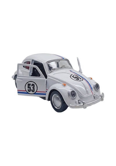 1:36 Ölçek Metal Vosvos Çek Bırak Araba Kapıları Açılan Oyuncak 1967 Volkswagen Beetle - Beyaz